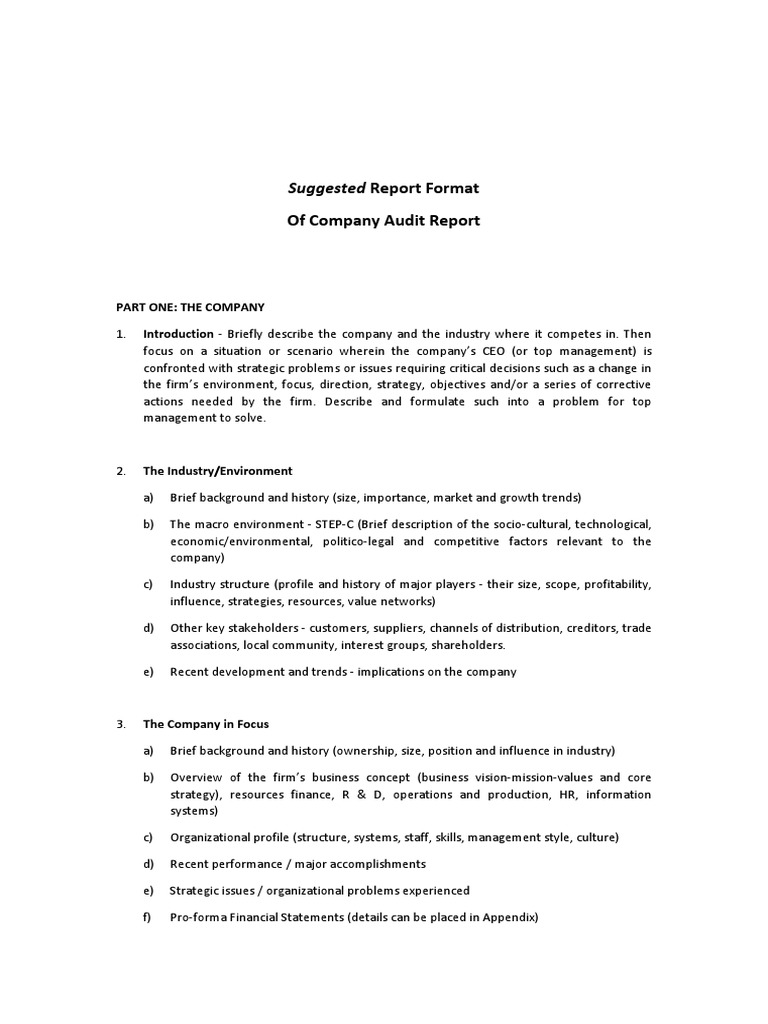 Suggested Report Format | PDF | Strategic Management | Business