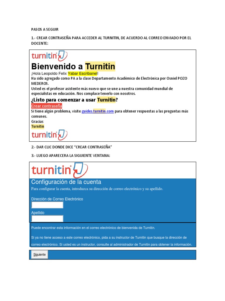 Guía para crear cuenta en Turnitin | PDF | Contraseña | Informática y ...