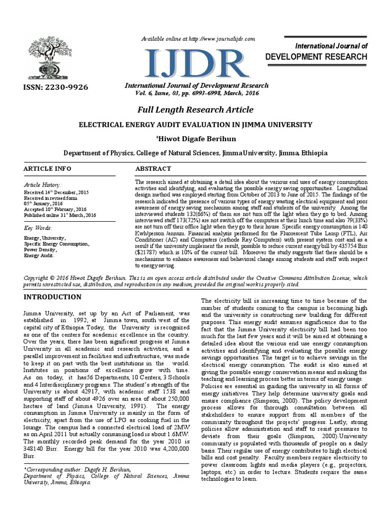 Energy Audit Jimma University | PDF | Lighting | Fluorescent Lamp