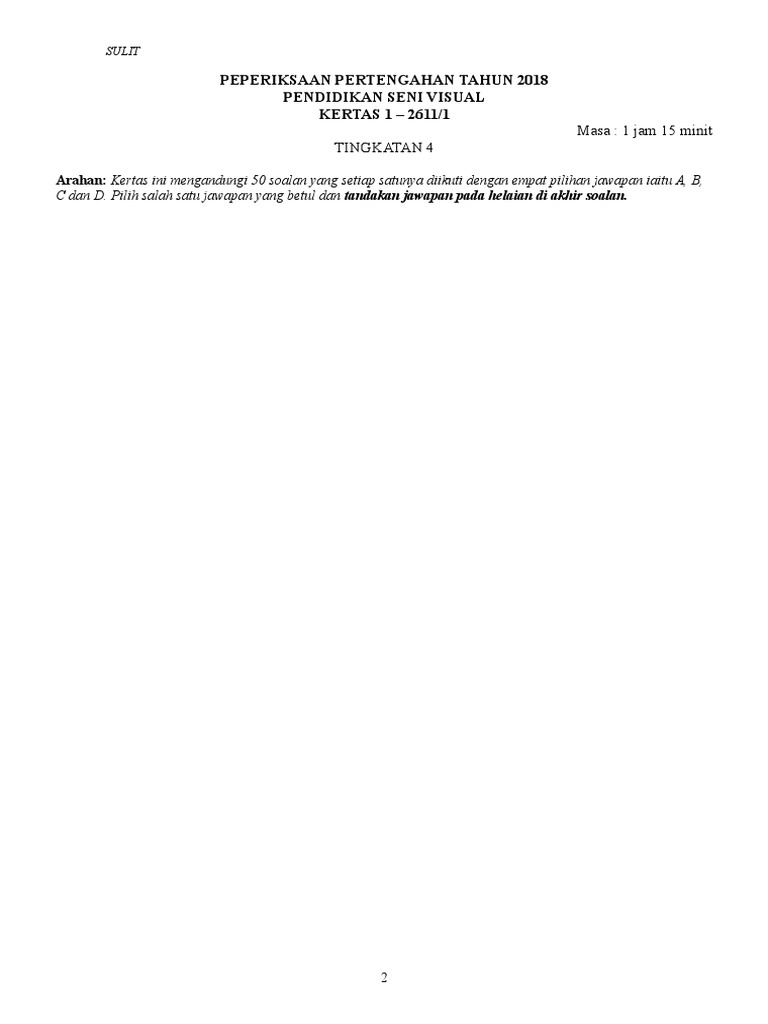 Soalan Peperiksaan PSV KERTAS 1 SPM