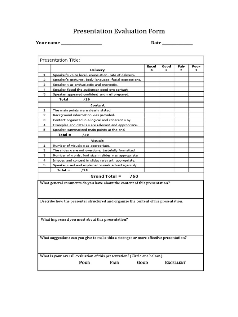 Presentation Evaluation Form | PDF