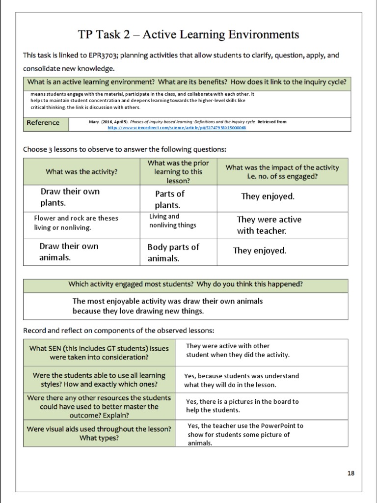Inquiry-Based Learning in Class Activities | PDF