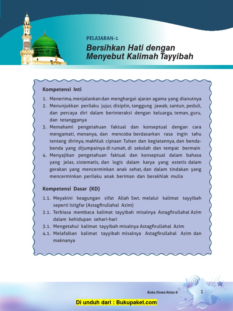 Pelajaran 1 Bersihkan Hati Dengan Menyebut Kalimah Tayyibah