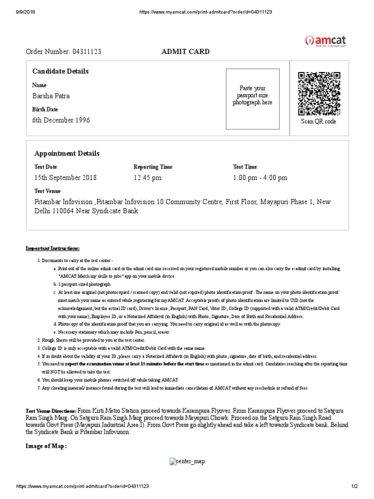 Amcat Admit PDF Applications Of Cryptography Identity Document
