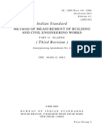 Indian Standard: Method of Measurement of Building and Civil Engineering Works