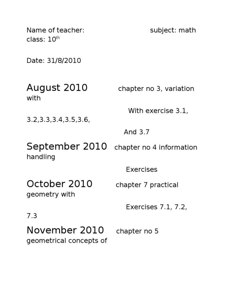 10th Grade Math Curriculum Overview | PDF
