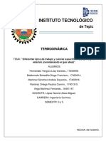 "Diferentes Tipos de Trabajo y Calores Específicos (CP y CV) y Su Relación (Considerando El Gas Ideal) ".