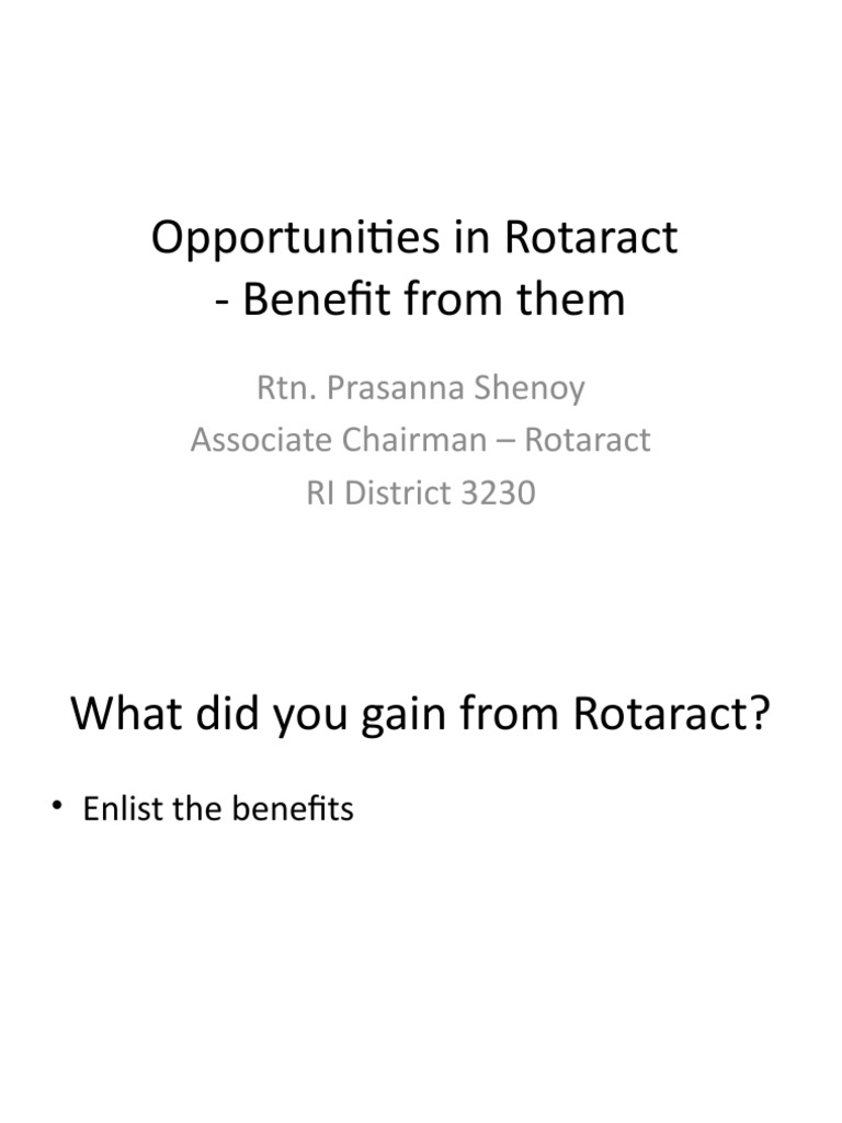 Benefits and Opportunities in Rotaract | PDF
