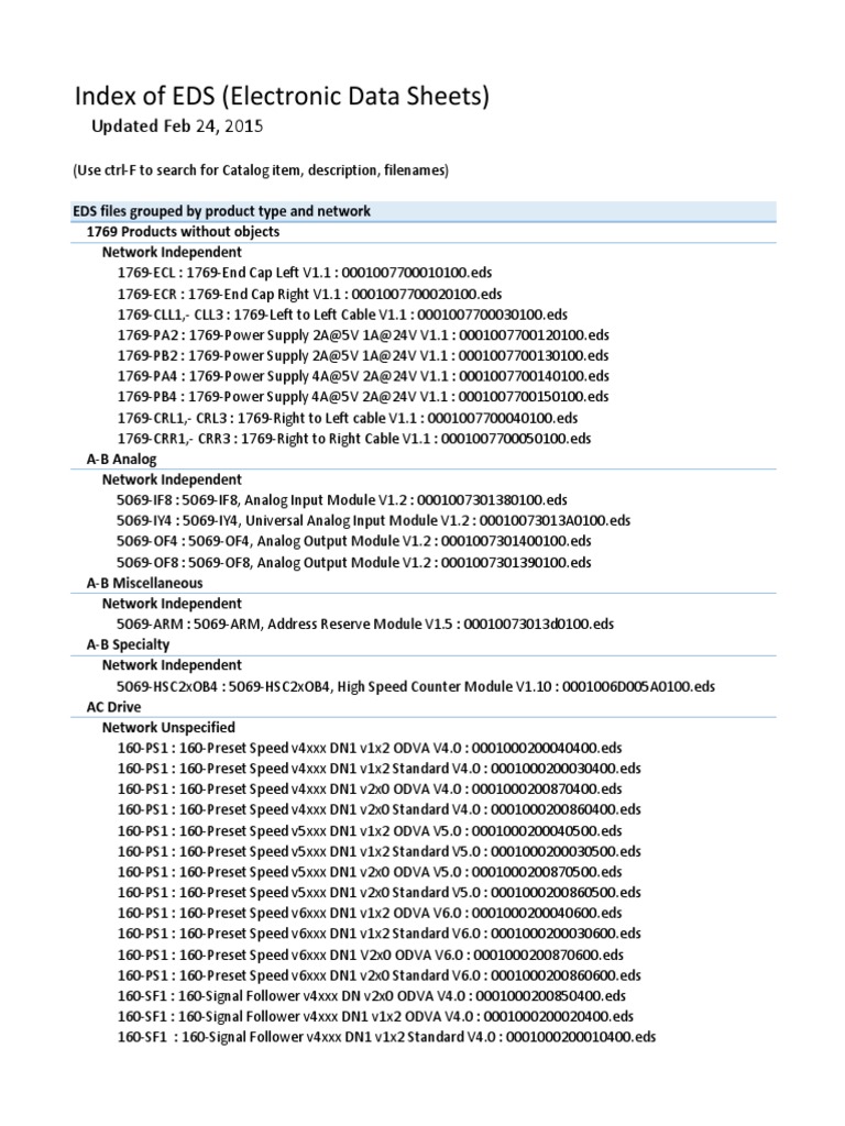 EDS Index for Automation Products | PDF | Visual Cortex | Optical Fiber