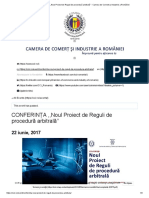 CONFERINȚA ,,Noul Proiect de Reguli de Procedură Arbitrală’’ - Camera de Comerț Și Industrie a României