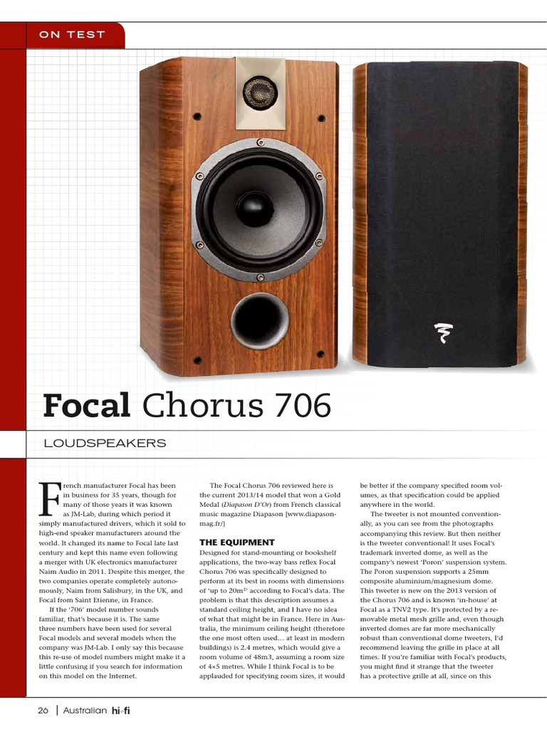 Focal Chorus 706 Loudspeakers | PDF | Loudspeaker | Microphone