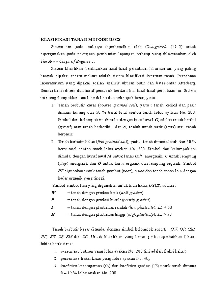 Klasifikasi Tanah Metode USCS | PDF