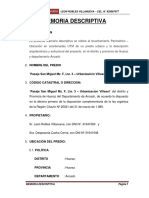 Memoria descriptiva para visacion de planos