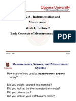 MECH 215 - Instrumentation and Measurement Week 1, Lecture 2 Basic Concepts of Measurements Systems