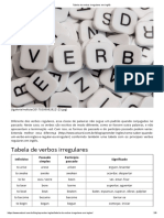 Tabela de Verbos irregulares em inglês