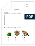 Reading K2 Worksheet with Spelling, Matching, Comprehension Questions