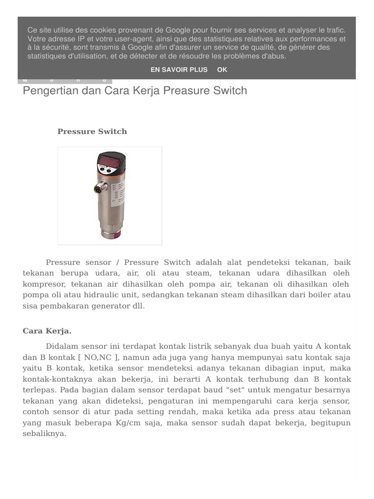 Pengertian Dan Sekilas Cara Kerja Pressure Switch PDF