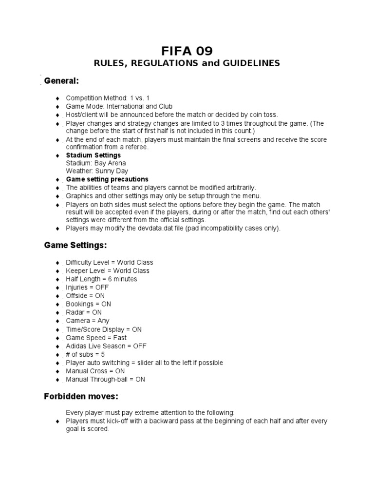 Fifa09 Rules PDF Sports Rules And Regulations Sports