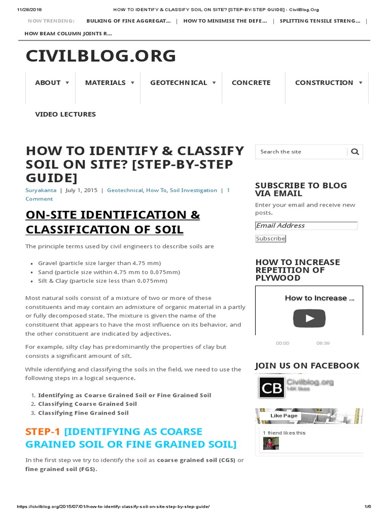 How To Identify & Classify Soil On Site - 1 | Download Free PDF | Silt ...