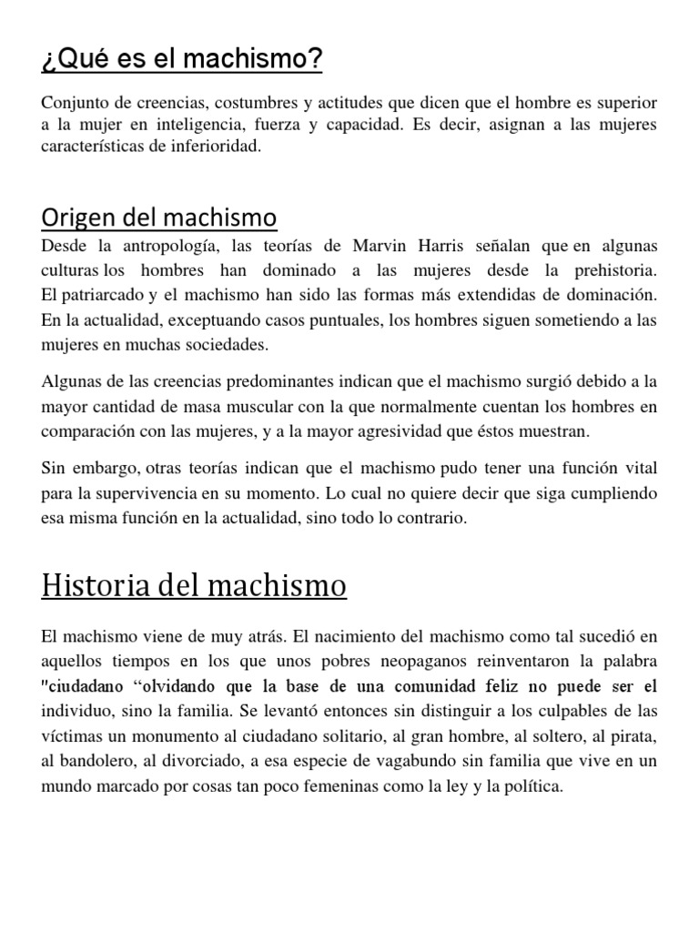 Qué Es El Machismo Resumen – Machisme Definition – RZAWS