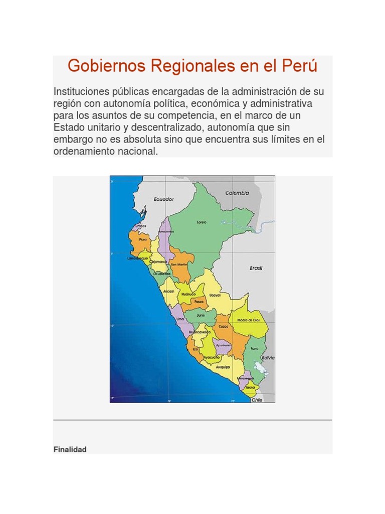 Estructura y competencias de gobiernos regionales | PDF | Ciencias ...