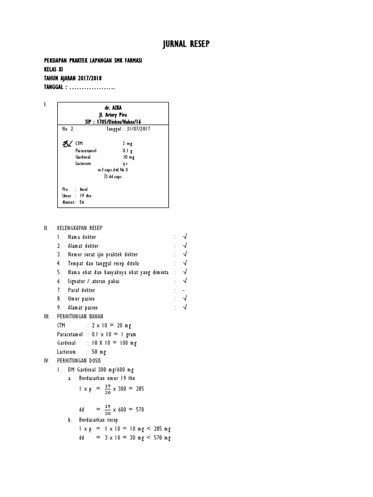 Pembekalan Jurnal Resep Pdf