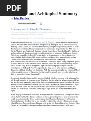 Absalom And Achitophel Summary