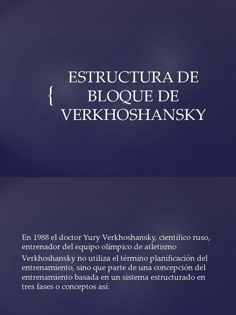Estructura de Bloque de Verkhoshansky | PDF | Programación de ...