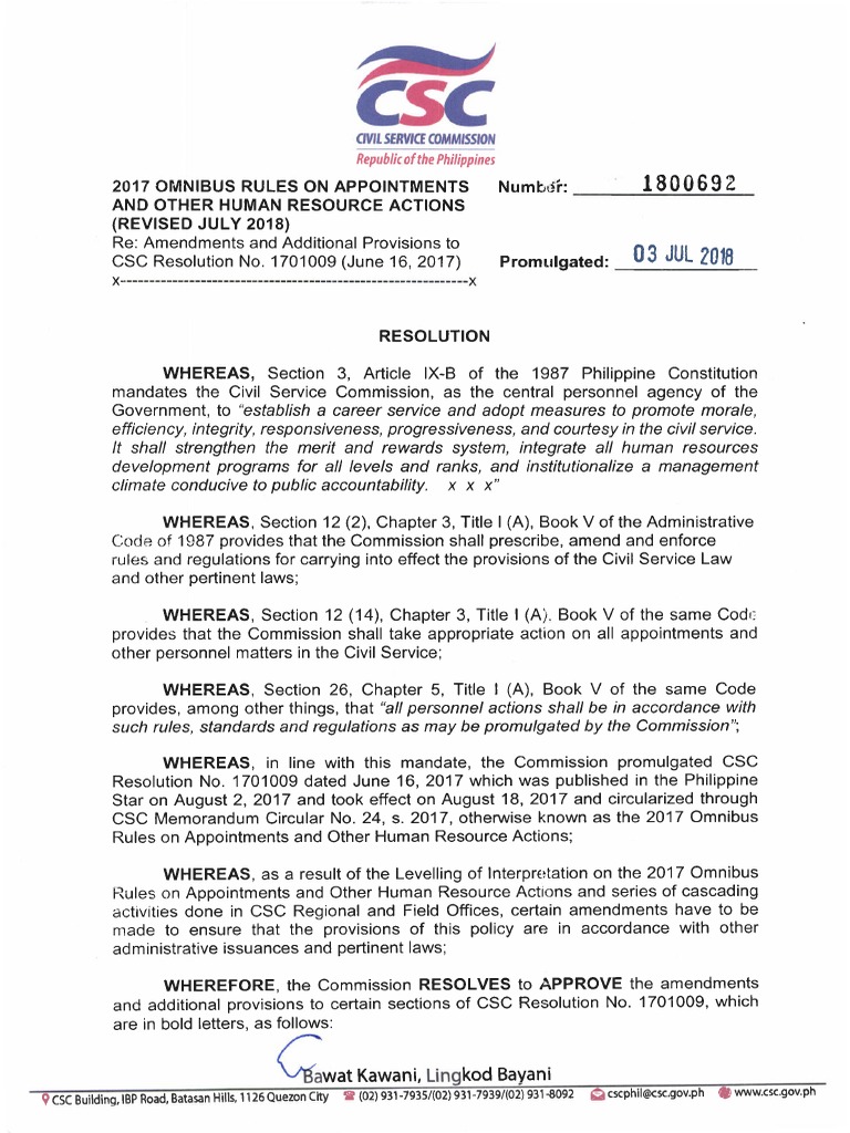 2017 ORAOHRA (Revised July 2018) CSC Reso No 1800692 Af PDF