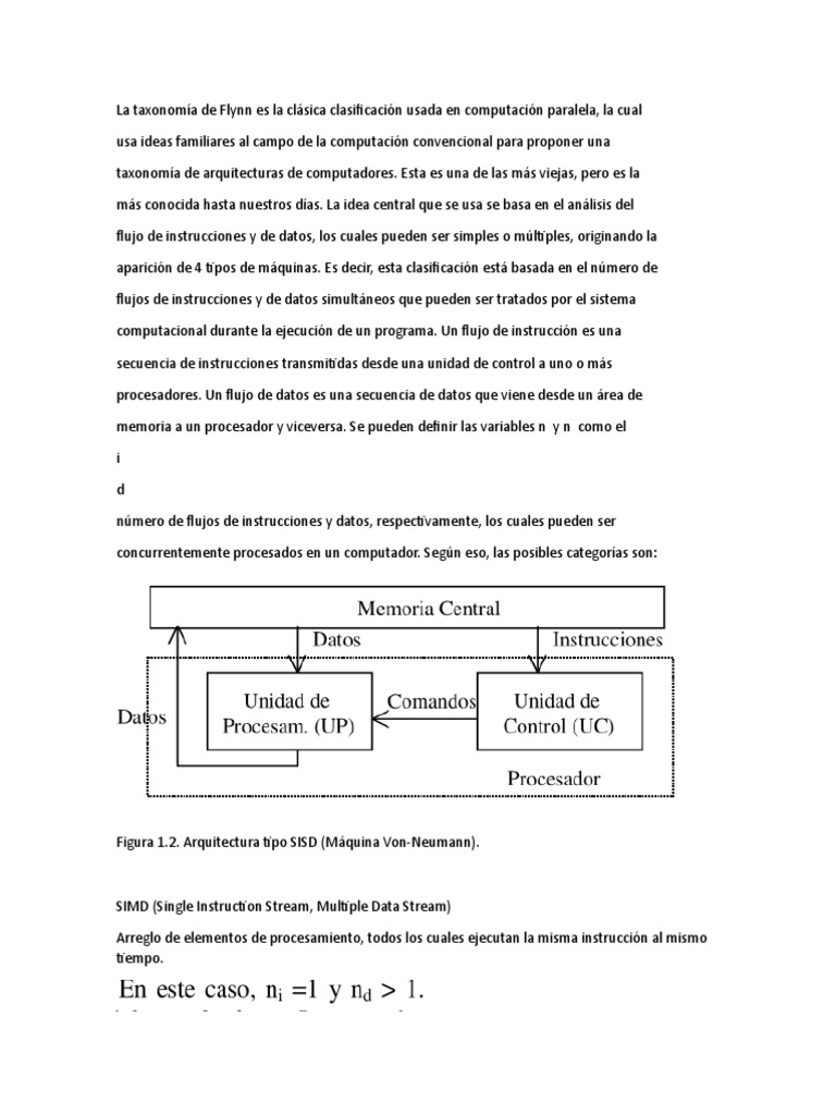 La Taxonomía de Flynn Es La Clásica Clasificación Usada en Computación