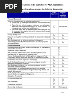 Checklist For Documents To Be Submitted For Adult Applications Before You Apply Online, Please Prepare The Following Documents