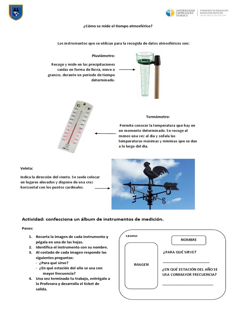 eliminar viudo Mucho bien bueno Guía Informacion Instrumentos Tiempo Atmosferico | PDF