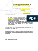 Certificado de Conexión de Puesta a Tierra de Equipo Fijo