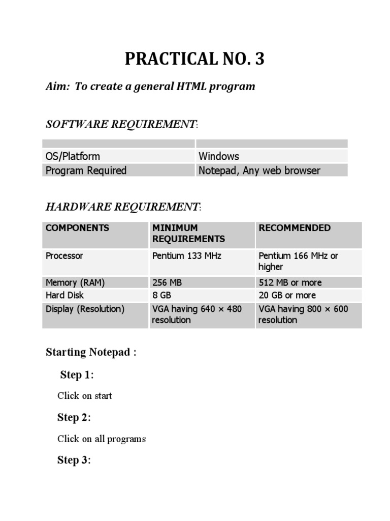 I F Prac, No. 3 General HTML Program | PDF