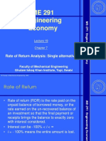 ME 291 Engineering Economy: Rate of Return Analysis: Single Alternative