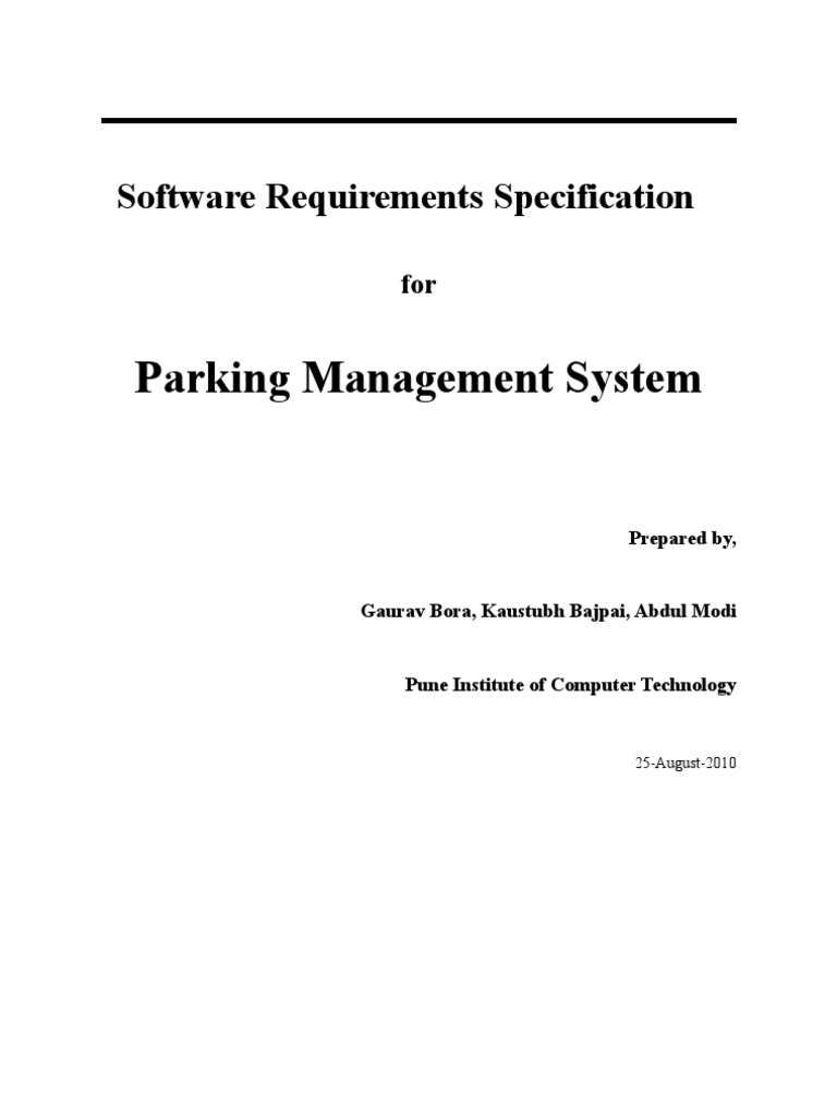 Parking Management System SRS Document | PDF | Computer Network ...