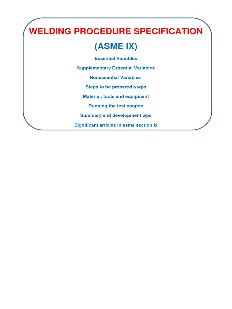 Welding Procedure Specification PDF