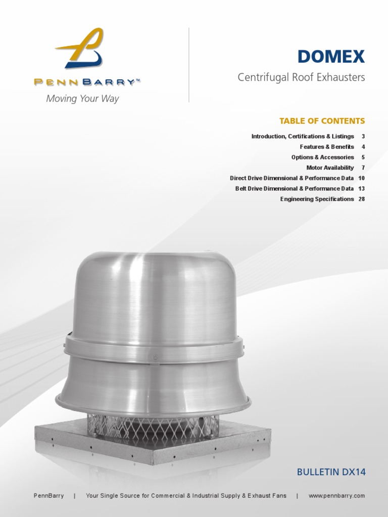 Centrifugal Roof Exhausters Catalog Dx Pdf Belt Mechanical