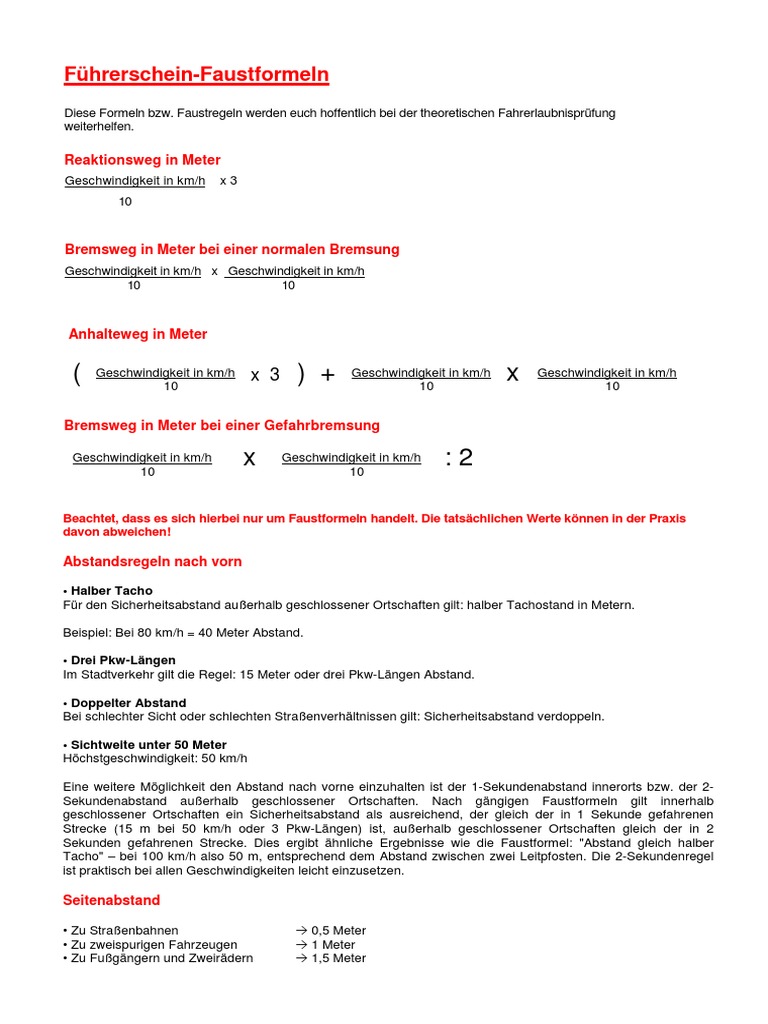 Faustformeln_Fuehrerschein