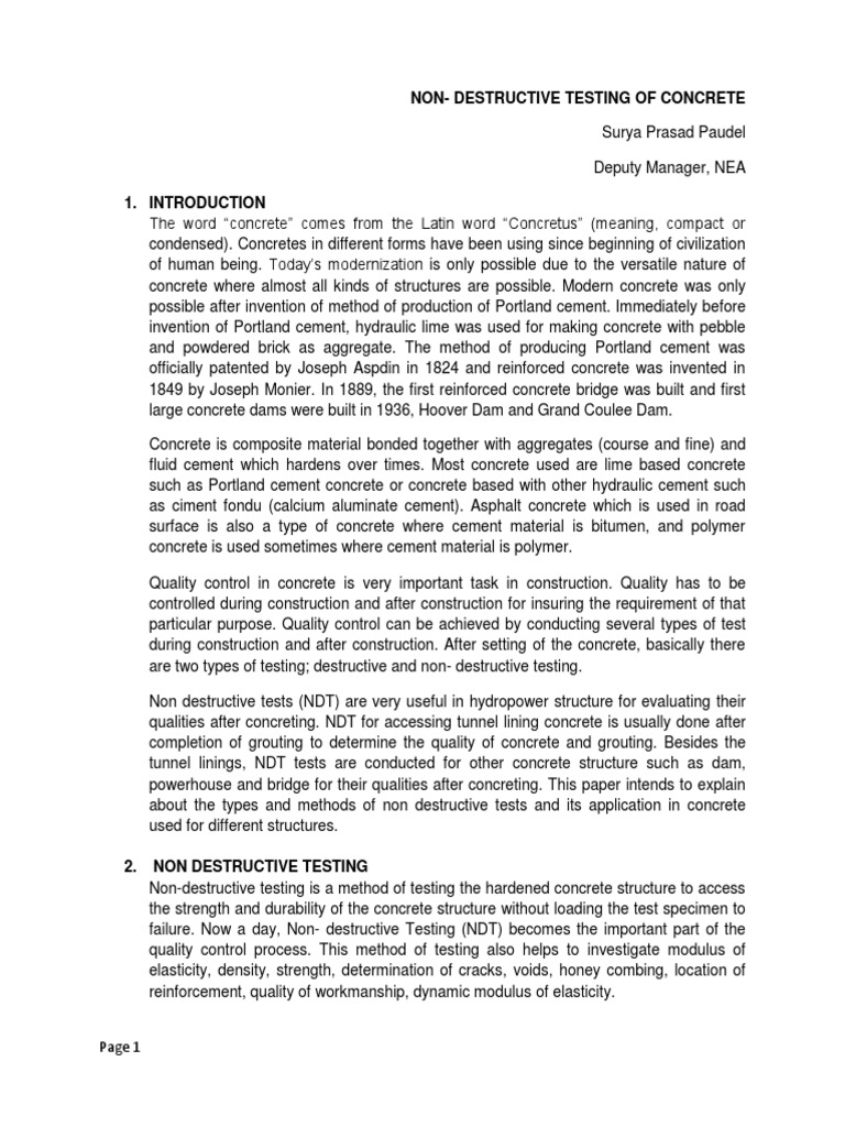 Non-Destructive Testing of Concrete | PDF | Nondestructive Testing ...