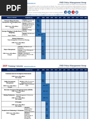 Smd 2019 Training Calendar