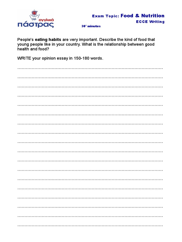 01a Food Nutrition Ecce Writing PDF | PDF