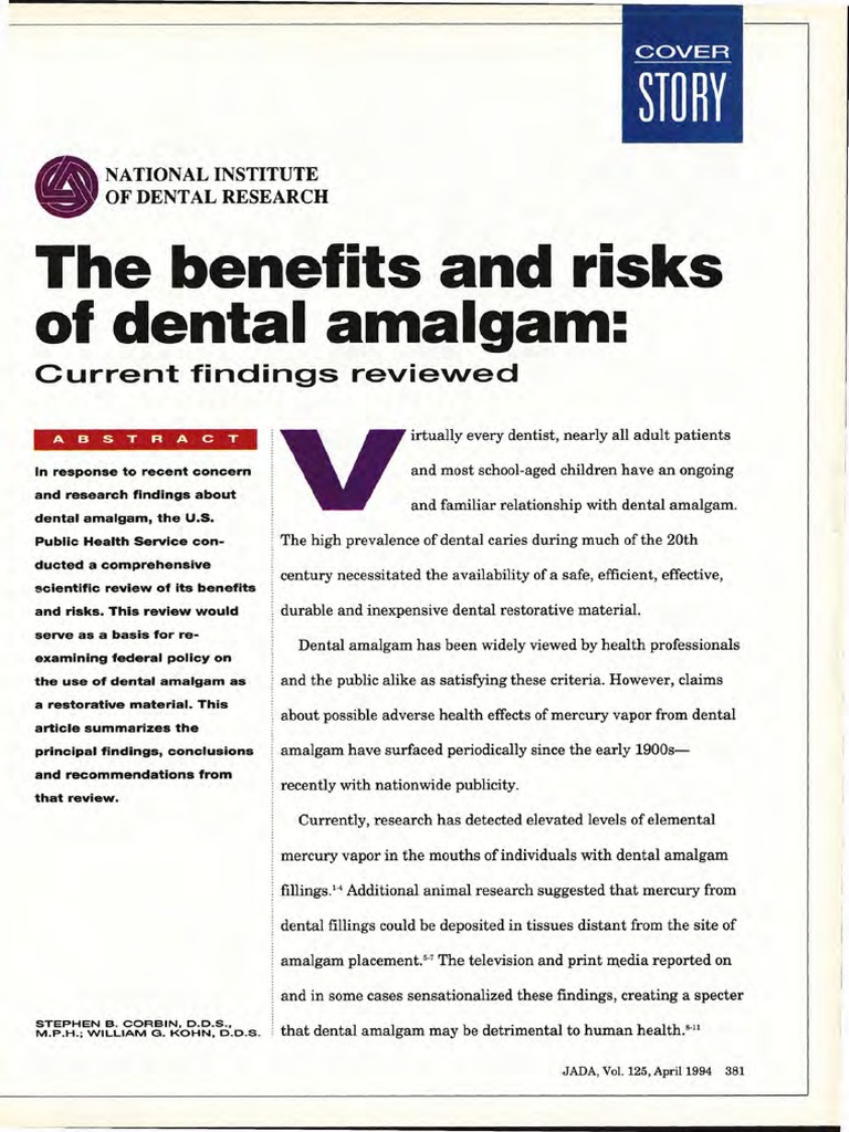 The Benefits and Risks of Dental Amalgam PDF Dentistry Mercury