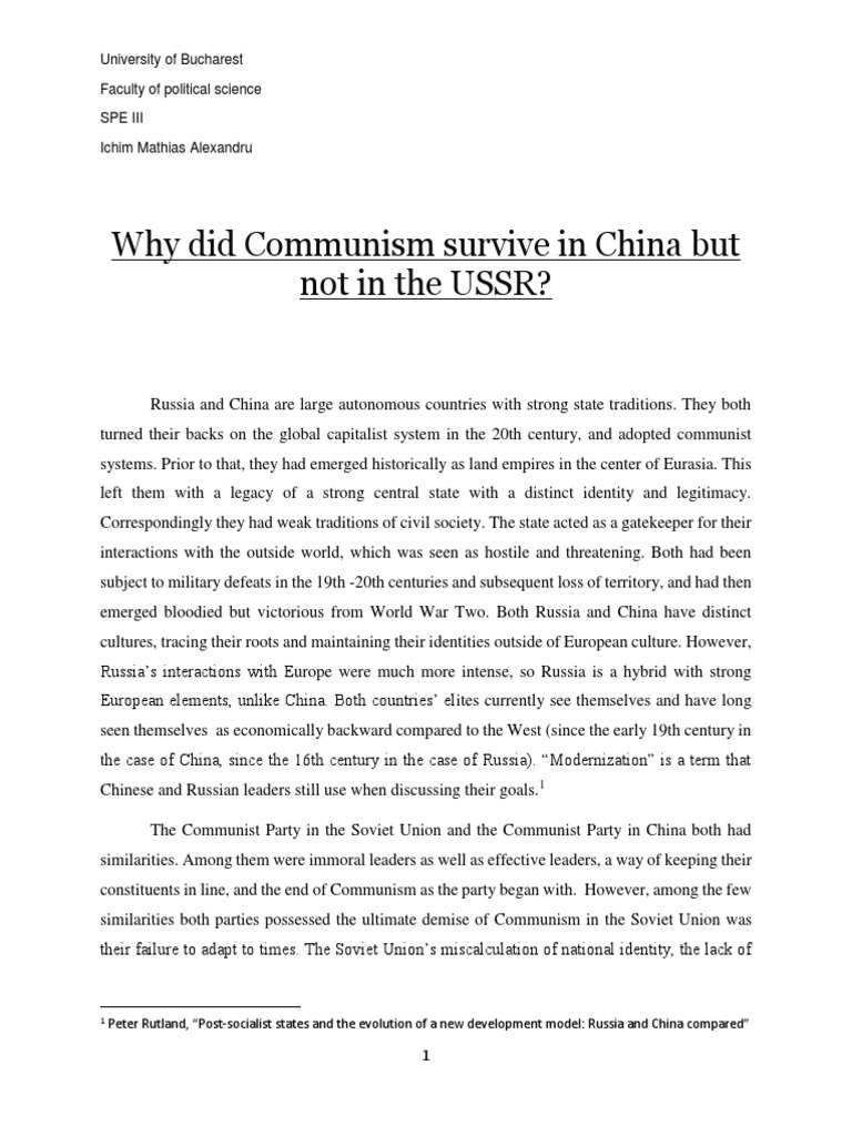 CC Essay Example PDF Communism Communist Party Of The Soviet Union
