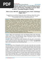 Knowledge, Attitude and Practices Towards Hypertension Among Adult Men and Women Attending General Clinic at Kitwe Teaching Hospital, Zambia