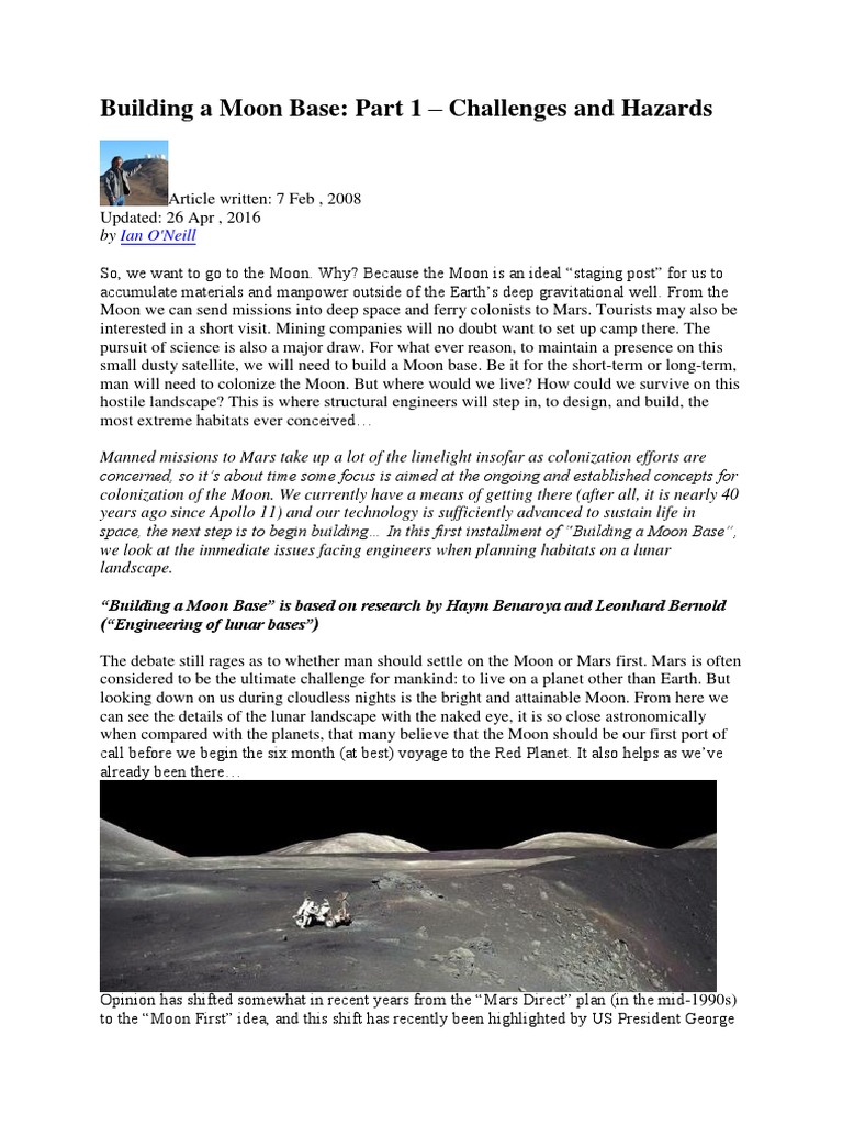 Building A Moon Base (NASA 2) | PDF | Colonization Of The Moon | Space ...