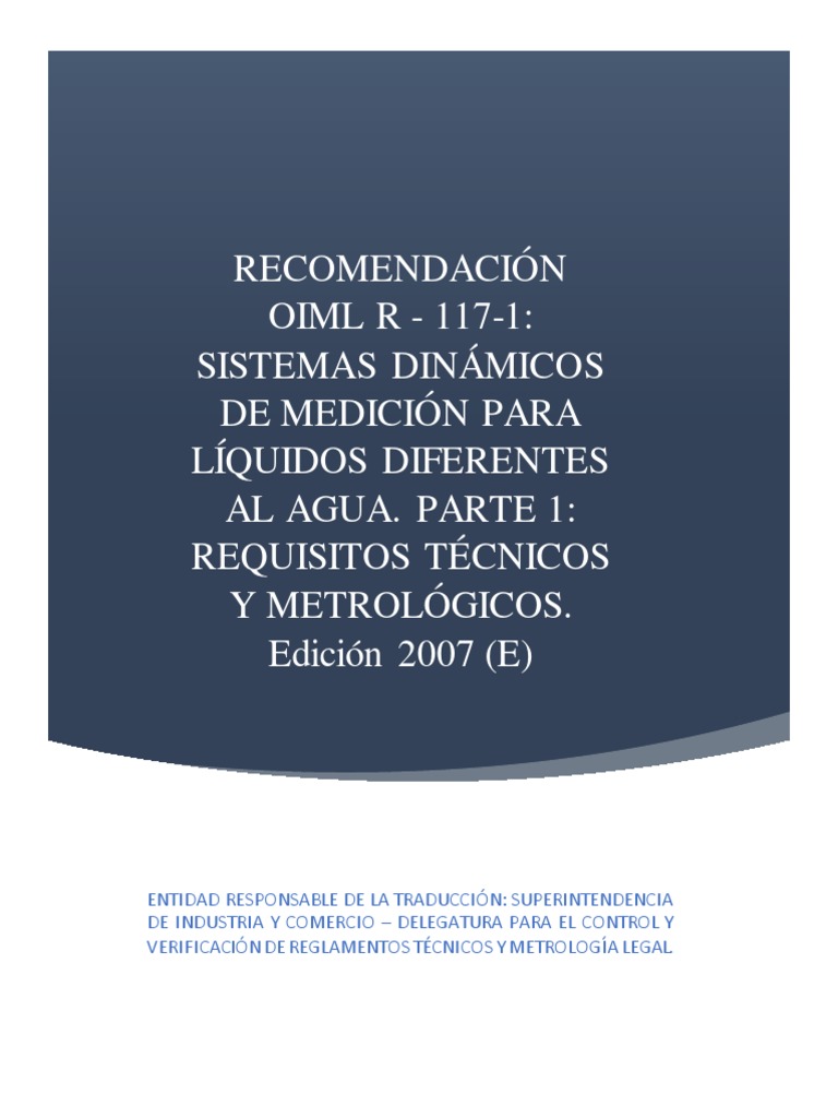 OIML R117-1: Requisitos de Medición | PDF | Medición | Líquidos