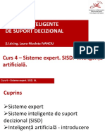 Sisteme Inteligente de Suport Decizional: Curs 4 - Sisteme Expert. SISD. Inteligență Artificială