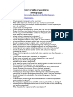 Conversation Questions Immigration: Conversation Questions For The ESL Classroom Stereotypes Discrimination