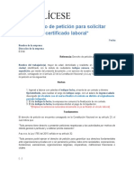 Derecho Peticion Certificado Laboral